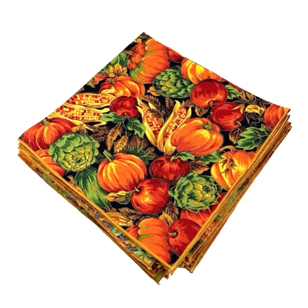 Thanksgiving or Fall Country Harvest Cloth Table Napkins Lot of 10 NEW